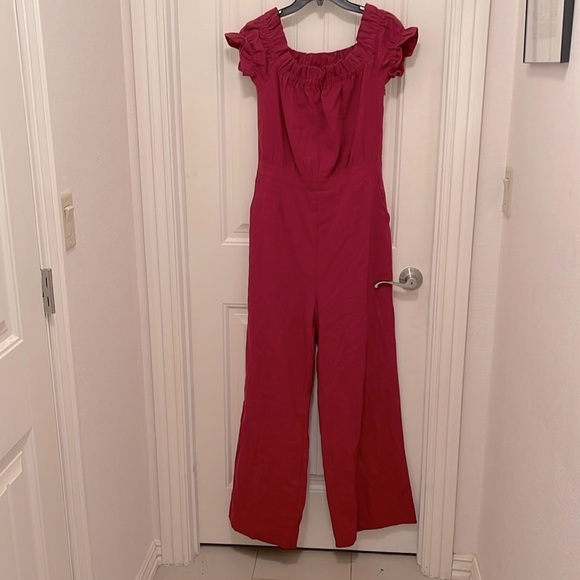Lost + Wander Pants - NWT Lost + Wander short sleeve Linen blend one piece‎ Pantsuit women’s sz L Red